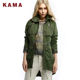 KAMA 卡玛装女装 工装风立领中长款风衣青年休闲外套 7314754