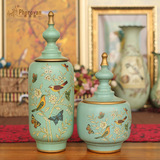 费洛梵 欧式美式复古做旧陶瓷收纳罐储物罐新房摆件家居饰品特价