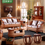 客厅藤沙发组合 真藤实木藤编沙发藤椅五件套客厅小户型藤艺家具