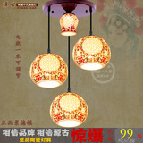 特价 中式古典五彩陶瓷中国风吸顶灯具客厅餐厅书房三头吊灯灯饰