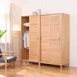 日式全实木大衣柜白橡木卧室家具收纳衣橱储物柜组合环保推拉特价