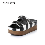MIO米奥高端女鞋 2016夏季新品链条装饰高跟厚底女凉鞋M163102405