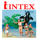 正品进口原装INTEX大乌龟儿童游泳圈水上黑鲸鱼充气玩具海龟坐骑