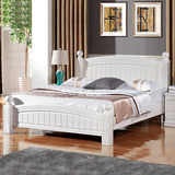 简约现代白色实木床 韩式1.5米单人1.8m双人气压高箱储物床婚床架