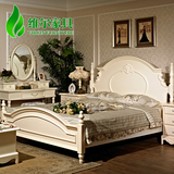 田园床 实木床公主床双人床欧式床 1.5米婚床 1.8m特价白色高箱床