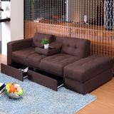 日式宜家简约小户型多功能布艺沙发床折叠带抽屉双人沙发组合正品
