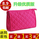 菱格化妆包韩国大容量收纳包防水化妆袋手包式可爱包包手拿包包邮