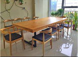 美式创意铁艺办公餐桌咖啡桌复古户外阳台休闲桌椅组合实木餐桌椅