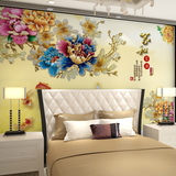 3d浮雕墙纸牡丹九鱼彩玉雕壁纸家和富贵立体客厅电视背景大型壁画