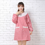 韩版时尚围裙长袖防水厨房成人罩衣纯棉加厚反穿衣女士工作服防油