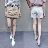 韩国2016夏季新款韩版修身显瘦高腰裙裤假两件半身裙潮短裙裤裙女