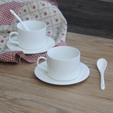 陶瓷杯咖啡杯创意咖啡杯子简约纯白色咖啡杯碟套装红茶杯早餐午茶