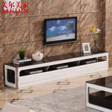 简约现代不锈钢电视柜钢化玻璃白色烤漆电视机柜茶几组合Y-TV213