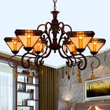 欧式创意复古艺术玻璃客厅吊灯现代中式多头水晶吊灯暧色调大灯具