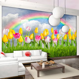 田园风光立体大型壁画 郁金香花园客厅卧室电视沙发背景墙纸壁纸