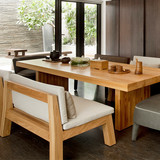 全实木餐桌椅组合复古长方形原木咖啡长桌子美式乡村餐厅简约饭桌