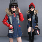 秋冬季中长款加厚牛仔外套中大童女童装女孩初中学生韩版修身风衣