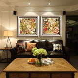 美式客厅装饰画三联现代简约餐厅欧式简美样板房进口高档有框挂画