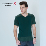 K-boxing/劲霸V领短袖T恤 2016夏季新款男士天丝体恤衫 FTCY2347