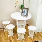 欧式小户型阳台桌椅雕花休闲咖啡桌创意双层小圆桌洽谈组合桌椅