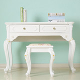 欧式新款整装松木书桌实木台式办公桌法式田园象牙白色简约写字桌