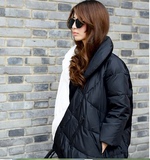 外贸原单秋冬新款韩版女潮流时尚黑白拼色中长款羽绒服外套