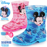 儿童雨鞋男童女童水鞋 迪士尼卡通防滑胶鞋冬季加绒保暖宝宝雨靴