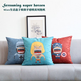 钢铁侠超人英雄联盟麂皮绒抱枕套靠垫沙发靠垫办公室午睡枕沙发垫