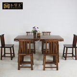 樟木长方形餐桌 实木餐台 客厅 简约现代 厚重大板桌子 原木家具