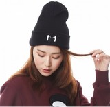 pancoat韩国代购正品 冬季大眼睛黑色针织帽子 毛线帽 情侣帽子