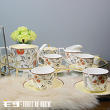 家具饰品摆件 欧式美式样板间样板房高档骨瓷咖啡杯具11件套装