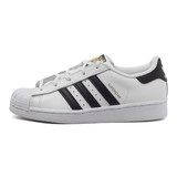 阿迪达斯Adidas Superstar三叶草大童鞋黑白金标贝壳头板鞋C77394