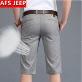 Afs Jeep/战地吉普休闲短裤男青年夏季薄款直筒七分中裤西装短裤