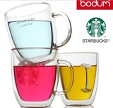 创意加厚星巴克耐热玻璃双层马克杯家用带盖咖啡杯办公广告水杯