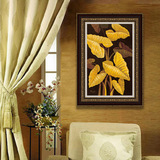 包邮欧美式复古芭蕉叶装饰画现代简欧客厅卧室餐厅有框壁挂画竖幅