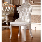 欧式实木餐椅 现代背靠新古典简约餐椅 法式雕花田园酒店椅
