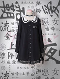 【catsama】 C1002- 恶女刺绣娃娃领黑色连衣裙