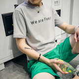 夏季男士宽松T恤圆领印花薄韩版修身潮流短袖运动T恤衫休闲 透气