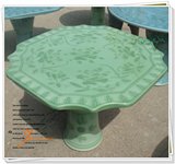 陶瓷器桌子凳子套装 宜家瓷桌瓷登凉登凉蹲花鼓登绿色雕刻