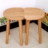 日式纯实木凳子方圆凳矮凳时尚餐椅简约宜家环保白橡木梳妆凳椅子