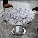 不锈钢餐台圆 带转盘 大理石圆形餐桌椅现代欧式简约吃饭桌椅组合