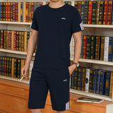 中年大码男士运动套装夏短袖短裤中老年运动服男大码跑步套装薄款