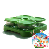美国Green Sprouts小绿芽宝宝辅食存储盒 婴儿玻璃食物保鲜盒 4格