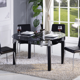现代饭桌 圆形玻璃桌 餐桌椅组合 双层伸缩餐台椅组合 折叠餐桌促
