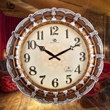 欧式复古手工树脂静音装饰钟 20英寸玻璃客厅时尚艺术钟静音挂钟