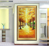 装饰画有无框画电表箱壁画美式发财树黄金满地竖玄关客厅手绘油画