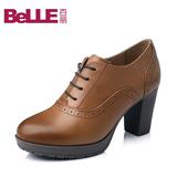 Belle/百丽秋季专柜同款经典布洛克高跟女鞋粗跟单鞋BDPA4CM5