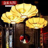 现代中式灯笼吊灯荷花灯 手绘布艺餐厅吊灯 40cm/50cm/60cm