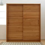 北欧日式实木大衣柜卧室推拉滑移门衣橱储物柜简约环保实木收纳柜