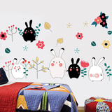 卡通儿童房床头装饰墙贴画 可爱幼儿园教室背景墙贴纸 可爱小兔子